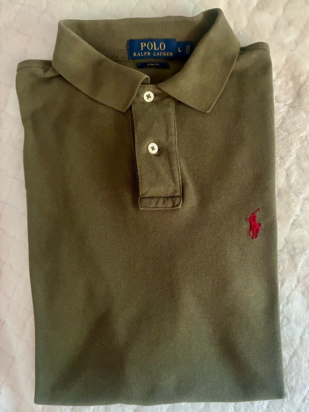 Polo by Ralph Lauren Olive Green Polo with Red Pony Logo